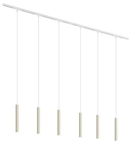 Modern railsysteem met 6 hanglampen beige met wit 1-fase - Slimline Keno G9 Scandinavisch Binnenverlichting Lamp