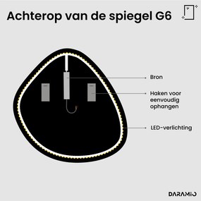 Kiezelvormige spiegel met LED-verlichting G6