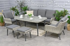 Bilbao Apetito tuinmeubelen 5 + 2 Garden Point poefs wit