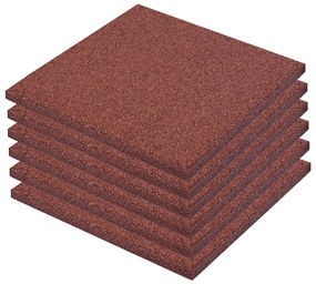 vidaXL Valtegel 6 st 50x50x3 cm rubber rood