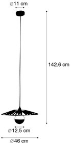 Stoffen Hanglamp zwart 46 cm incl. G125 kopspiegel zwart dimbaar - Leia Landelijk E27 rond Binnenverlichting Lamp