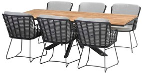 4 Seasons Outdoor Fabrice tuinset met Minerva tafel teak blad 220 cm SALE  Tuinset    houtkleur weerbestendig