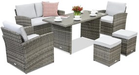 Monaco Apetito tuinmeubelen 4 + 2 Garden Point poefs grijs
