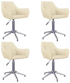 vidaXL Eetkamerstoelen draaibaar 4 st stof crèmekleurig