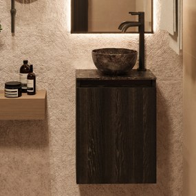 Fontana Dark Emperador Micro Marble toiletmeubel 40cm kasteel bruin