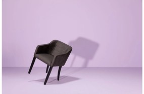 Goossens Eetkamerstoel Peda grijs stof met armleuning, elegant chic