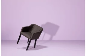 Goossens Eetkamerstoel Peda grijs stof met armleuning, elegant chic
