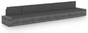 vidaXL 5-delige Loungeset met kussens poly rattan grijs
