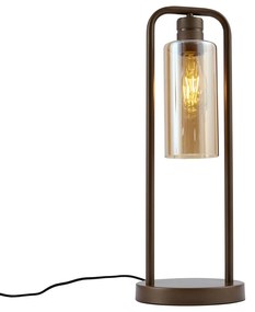 Hotel Chique tafellamp donker brons met amber glas - Stavelot