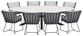 Garden Impressions Fabrice tuinset 9-delig antraciet - Tulli tuintafel ovaal 280x140 cm light teak look