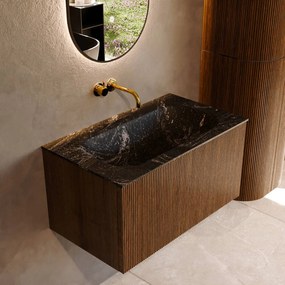 Mondiaz Kurve-dlux 80cm badmeubel dusk met 1 lade en wastafel big small midden zonder kraangat lava