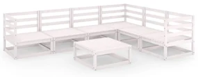 vidaXL 7-delige Loungeset massief grenenhout wit