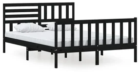vidaXL Bedframe massief hout zwart 140x200 cm