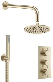 Crosswater MPRO Regendoucheset Inbouw - hoofddouche 20cm - 2 functies - 3 knoppen - wandarm 33cm - staafhanddouche 1 stand - messing geborsteld GTLPRO2000F