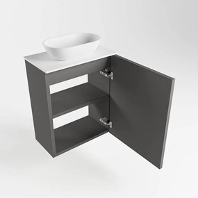 Mondiaz Fowy toiletmeubel 40cm dark grey met witte waskom midden zonder kraangat