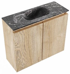 Mondiaz Ture DLux toiletmeubel 60cm washed oak met wastafel lava midden met kraangat