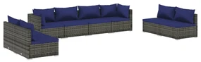 vidaXL 8-delige Loungeset met kussens poly rattan grijs
