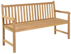 vidaXL Tuinbank met crèmewit kussen 150 cm massief teakhout