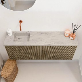 Mondiaz Joya DLux 100cm toiletmeubel dusk met wastafel faye links zonder kraangat glace