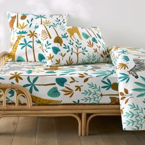 Hoeslaken voor kinderen, 30% gerecycled katoen, 25 cm kap, dierenprint, JUNGLE