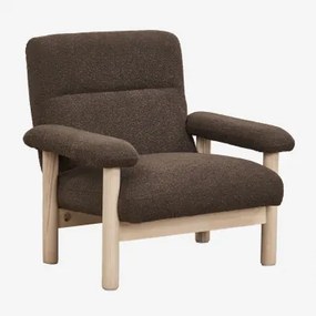 Bernia Gestoffeerde Essenhouten Fauteuil Bouclé Chocolade Bruin - Sklum