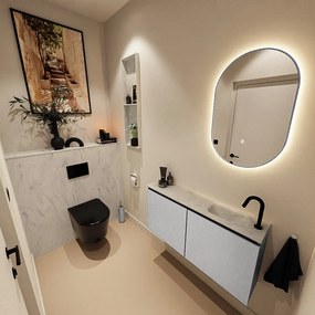 Mondiaz Ture DLux toiletmeubel 100cm plata met wastafel opalo rechts met kraangat