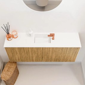Mondiaz Joya 100cm toiletmeubel oak met wastafel faye midden 1 kraangat talc