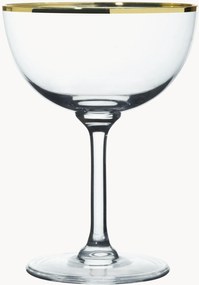 Mondgeblazen kristallen champagneglazen Gold Rim, 6-delig