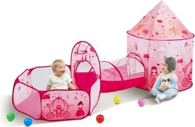 VEVOR 3-in-1 speeltent met tunnel voor meisjes, prinsen, jongens, baby's en peuters, opvouwbaar speelhuis voor binnen en buiten met draagtas en spanbanden als verjaardagscadeau, kleur magenta