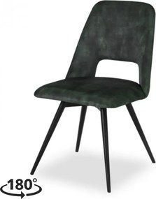 Eetkamerstoel - Malmo - Draaibaar - stof Velours Adore Hunter groen
