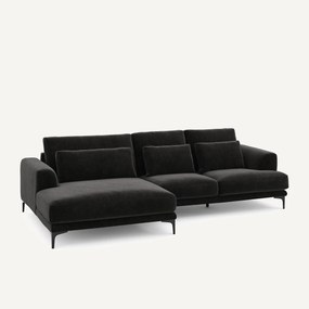 XL hoekbank links in chenille fluweel, MARSILE