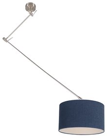 Eettafel / Eetkamer Hanglamp staal met kap 35 cm blauw verstelbaar - Blitz Modern E27 rond Binnenverlichting Lamp