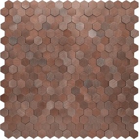 Zelfklevende Mozaïektegels Metaal | Mini Hexagon 3D Donkerkoper | 29,8×30,7 cm | Keuken, Bad &amp; WC
