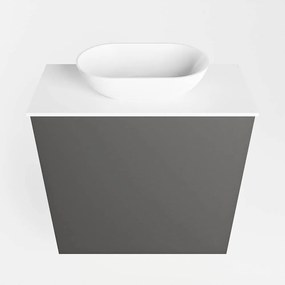 Mondiaz Fowy toiletmeubel 50cm dark grey met witte waskom midden zonder kraangat