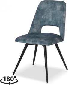 Eetkamerstoel - Malmo - Draaibaar - stof Velours Adore Niagara blauw