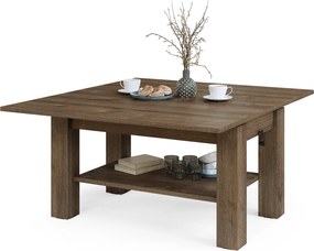 BRAVO bruin eiken – uitschuifbare en in hoogte verstelbare salontafel, tafel met plank
