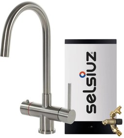 Selsiuz 3-in-1 kokend water kraan rond met combi extra boiler RVS