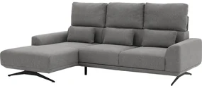 Goossens Excellent Bank Princess Met Elektrisch Uitschuifbaar Zitvlak grijs, stof, 3-zits, elegant chic met chaise longue links