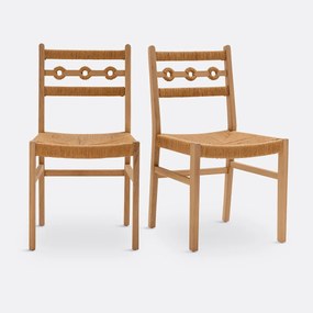 Set van 2 stoelen eik en vlechtwerk, Menorca