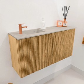 Mondiaz Joya DLux 80cm toiletmeubel oak met wastafel faye links 1 kraangat opalo