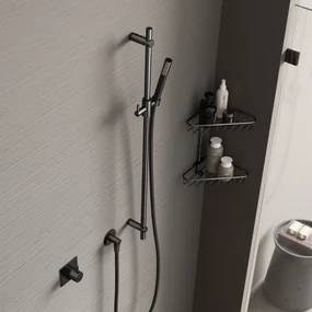 Hotbath Cobber Glijstang 90cm met handdouche Zwart Chroom M307