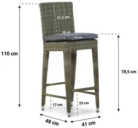 Garden Collections York Barchair Natural Wicker Taupe
