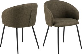 CLARA Olijfgroen (stof Basel 77)/zwarte poten - MODERNE GESTOFFEERDE KUIPSTOEL VOOR WOONKAMER/EETKAMER/KANTOOR LOFT