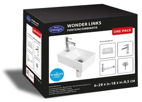 Best Design Wonder fonteinset 29x18x9.5cm 1 kraangat links met kraan sifon en afvoerplug keramiek wit 3875100