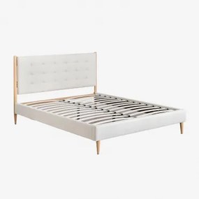 Samira Gestoffeerd Bed Stof Gebroken Wit & 160 X 200 Cm - Sklum