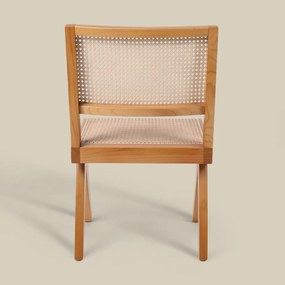 Houten Stoel Met Rotan Webbing Naturel