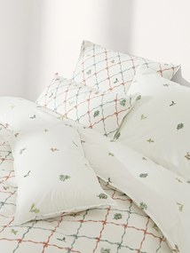 Omkeerbaar katoenen perkal dekbedovertrek Twigs met winterse prints