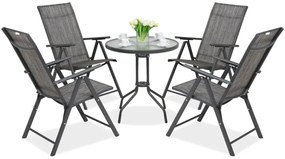 Metalen tuinmeubelen Modena/Rosario voor 4 personen met kleine tafel Garden Point antraciet