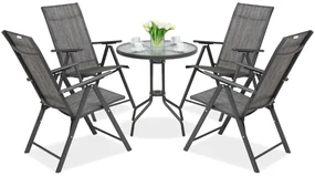 Metalen tuinmeubelen Modena/Rosario voor 4 personen met kleine tafel Garden Point antraciet
