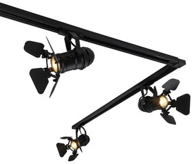 Modern railsysteem met 5 Spot / Opbouwspot / Plafondspots zwart 1-fase - Iconic Movie Modern GU10 Binnenverlichting Lamp